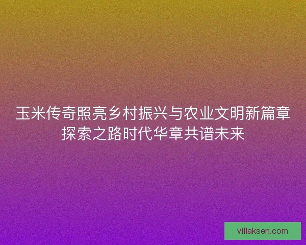 玉米传奇照亮乡村振兴与农业文明新篇章探索之路时代华章共谱未来